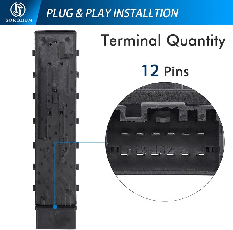 Sorghum Power Seat Switch - Front Left Driver Side Adjustment Switch Control 10 Ways Compatible with 2016-2017 Ford F150 F250 F350 Lincoln MKZ MKX 12 Pins Replace# 9L3T-14B709-FAW 9L3Z-14A701-FB - Image 5